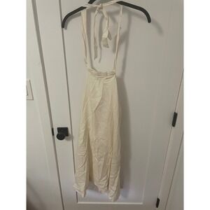 WeWoreWhat Halter Midi Dress Cream Open Back‎ Tie Back Size Medium